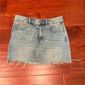 Classic Blue Frayed Hem Mini Skirt